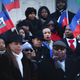Waving the national flag of Haiti, students, activists and area politicians attend a unity rally on the steps of City Hall in downtown Newark, N.J., in support of immigrants on Jan. 18, 2018. (Spencer Platt/Getty Images)